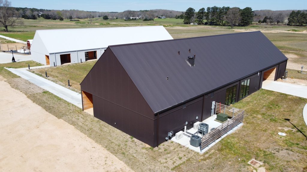 Drone footage of the 4H Center at Lone Oaks Farm STEM Youth Education Center in Middleton, Tennessee.